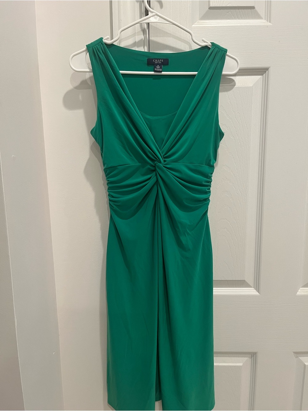 Chaps Emerald Green Sleeveless Knot-Detail Sheath Dress